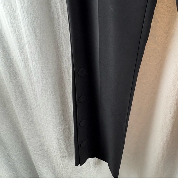 LISETTE Black Straight Leg Pant With Faux Side Ankle Slit with Buttons Detail 10 - Picture 5 of 6